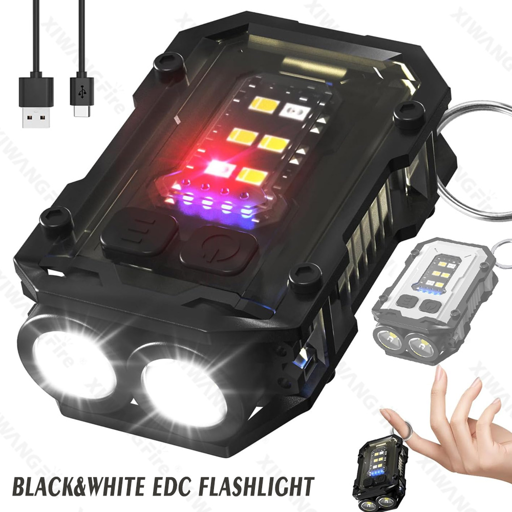 Fishing Kit Compact - Mini COB Keychain Flashlight,Clip-On Rechargeable EDC