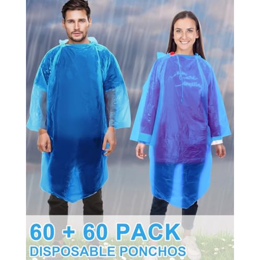 120 Pack Disposable Rain Ponch - Emergency Poncho Rain บทวิจารณ์และราคา