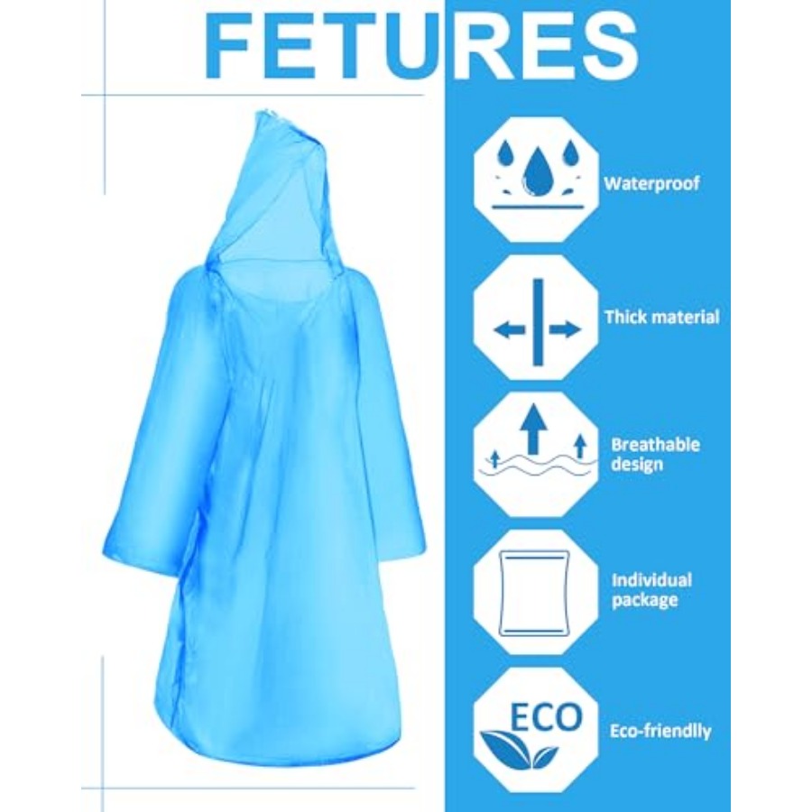 120 Pack Disposable Rain Ponch - Emergency Poncho Rain บทวิจารณ์และราคา