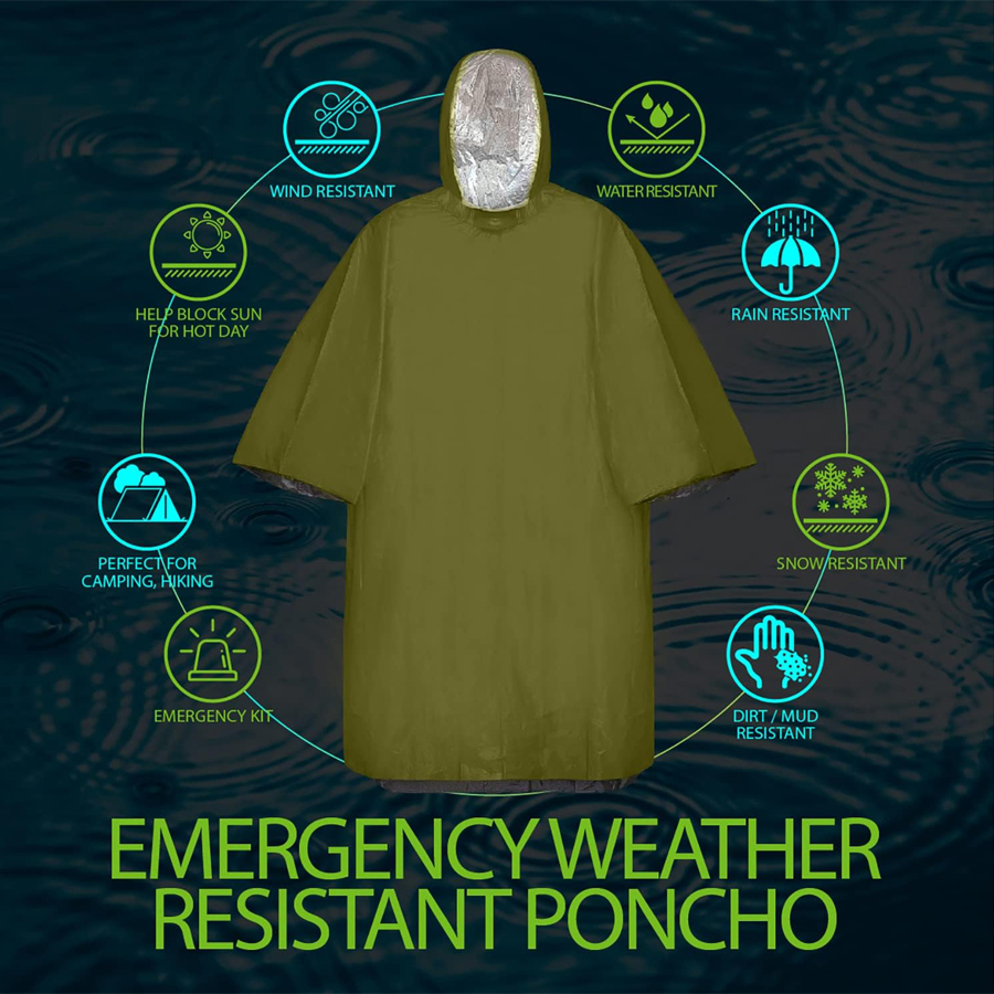 3/5-Pack Emergency Poncho Set  - Emergency Poncho Rain บทวิจารณ์และราคา