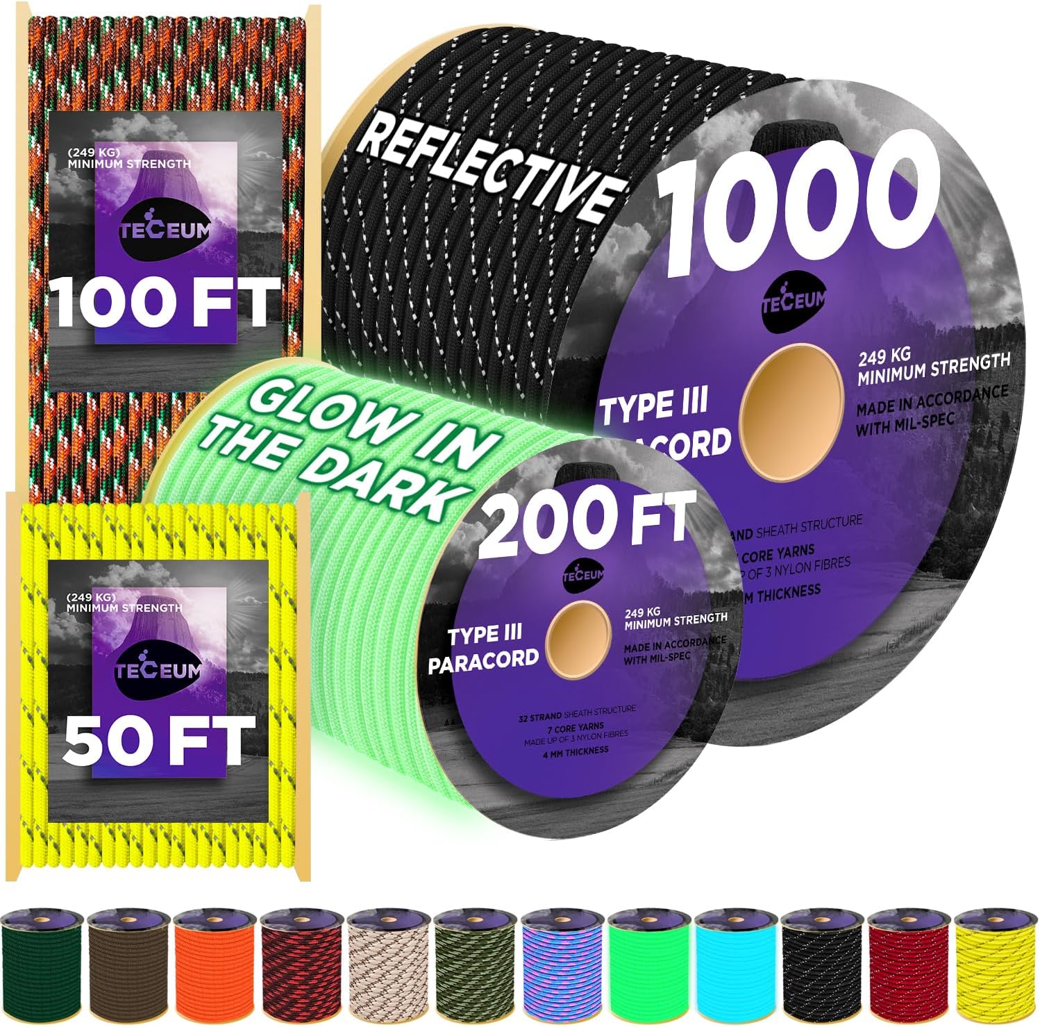 Reflective Paracord Rope 1000f - Para Cord 1000Ft บทวิจารณ์และราคา