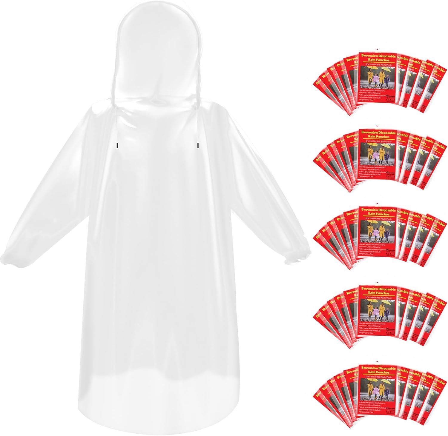 Disposable Rain Ponchos 6/20/5 - Emergency Poncho Rain บทวิจารณ์และราคา