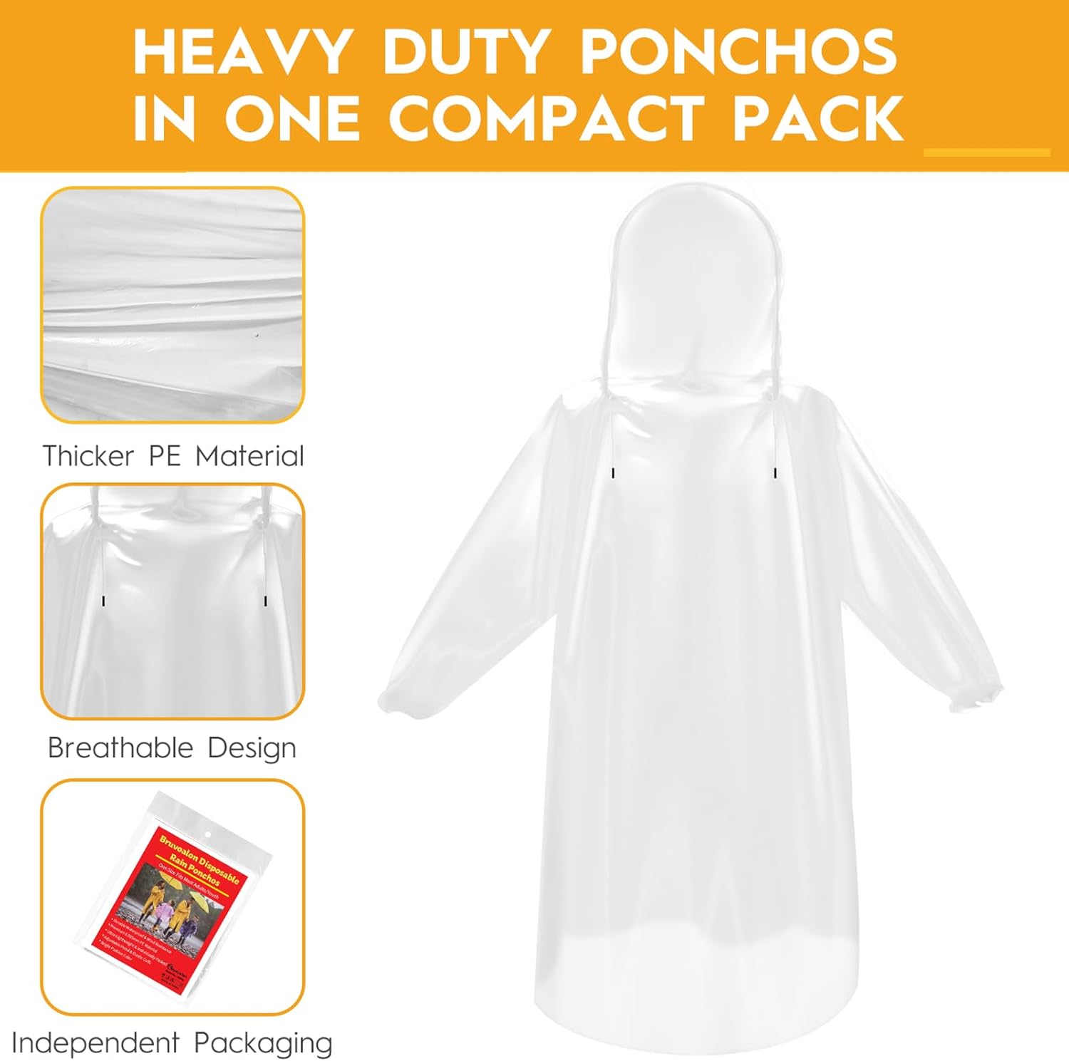 Disposable Rain Ponchos 6/20/5 - Emergency Poncho Rain บทวิจารณ์และราคา