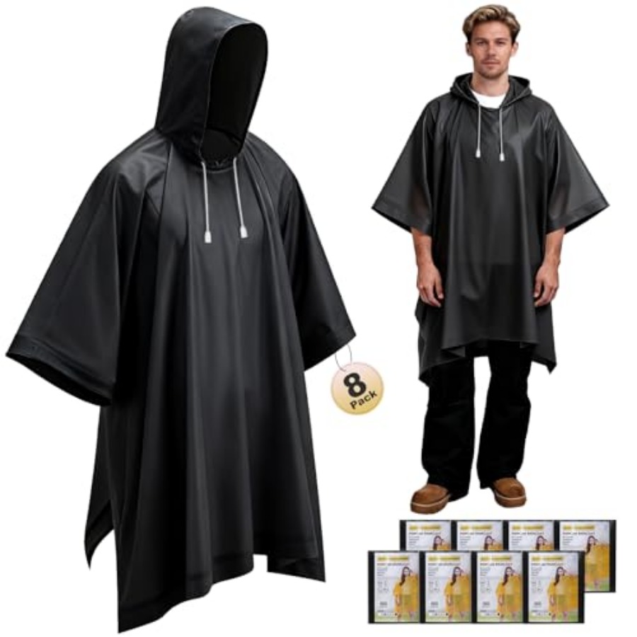 8 Pack Hooded Rain Ponchos for - Emergency Poncho Rain บทวิจารณ์และราคา