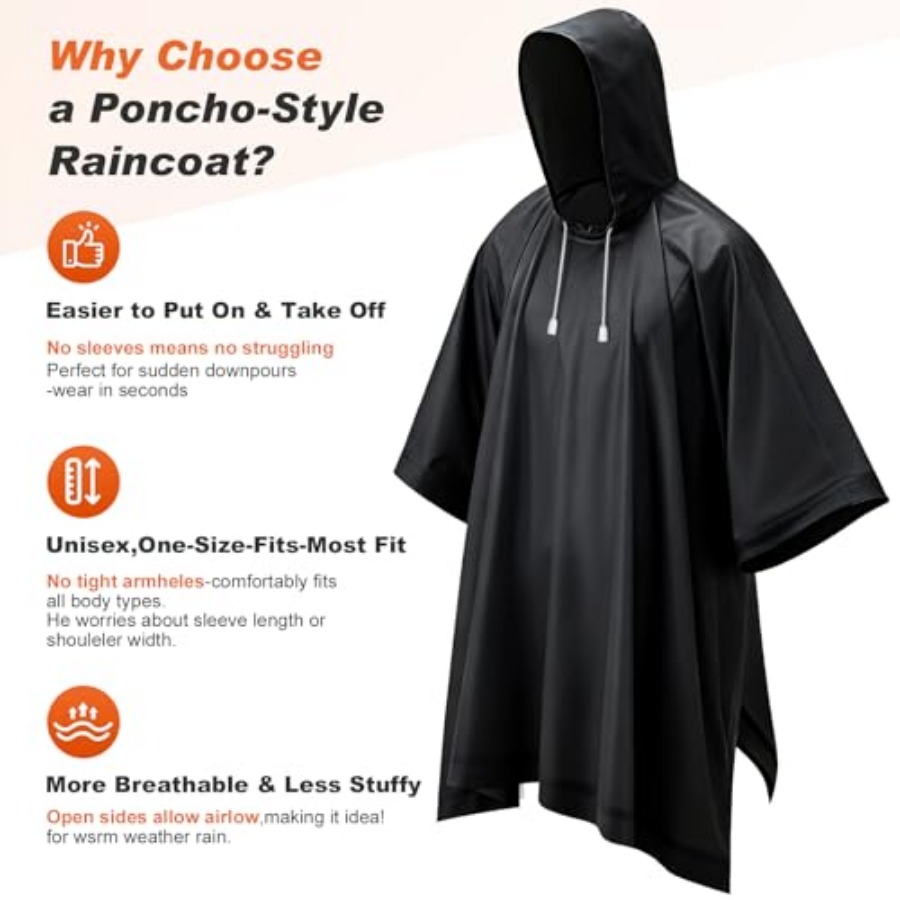 8 Pack Hooded Rain Ponchos for - Emergency Poncho Rain บทวิจารณ์และราคา