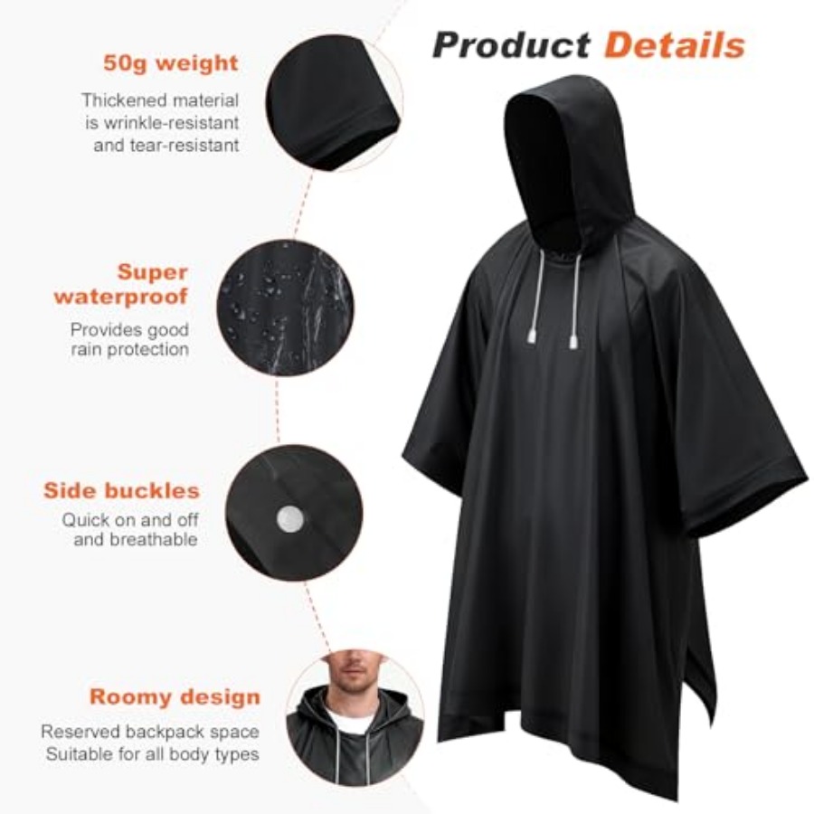 8 Pack Hooded Rain Ponchos for - Emergency Poncho Rain บทวิจารณ์และราคา