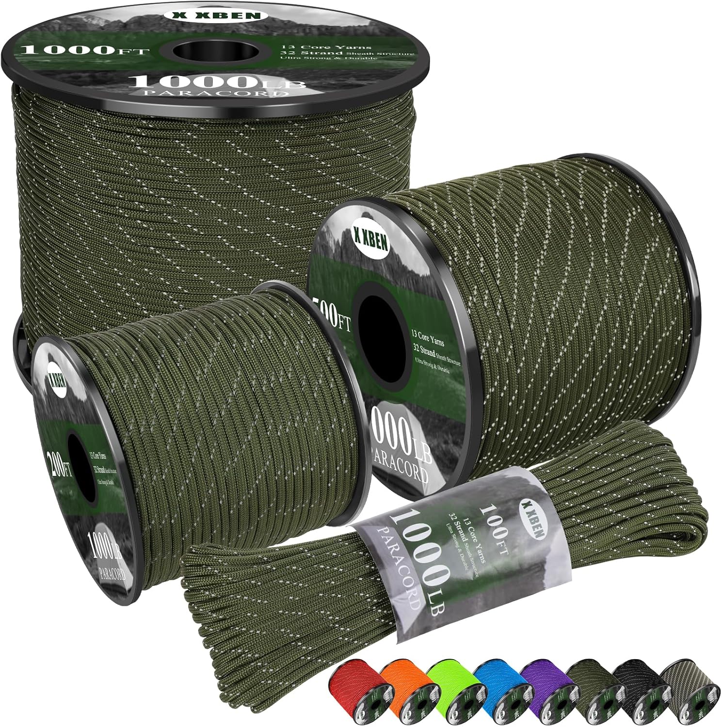 1000lb Reflective Paracord 4mm - Para Cord 1000Ft บทวิจารณ์และราคา