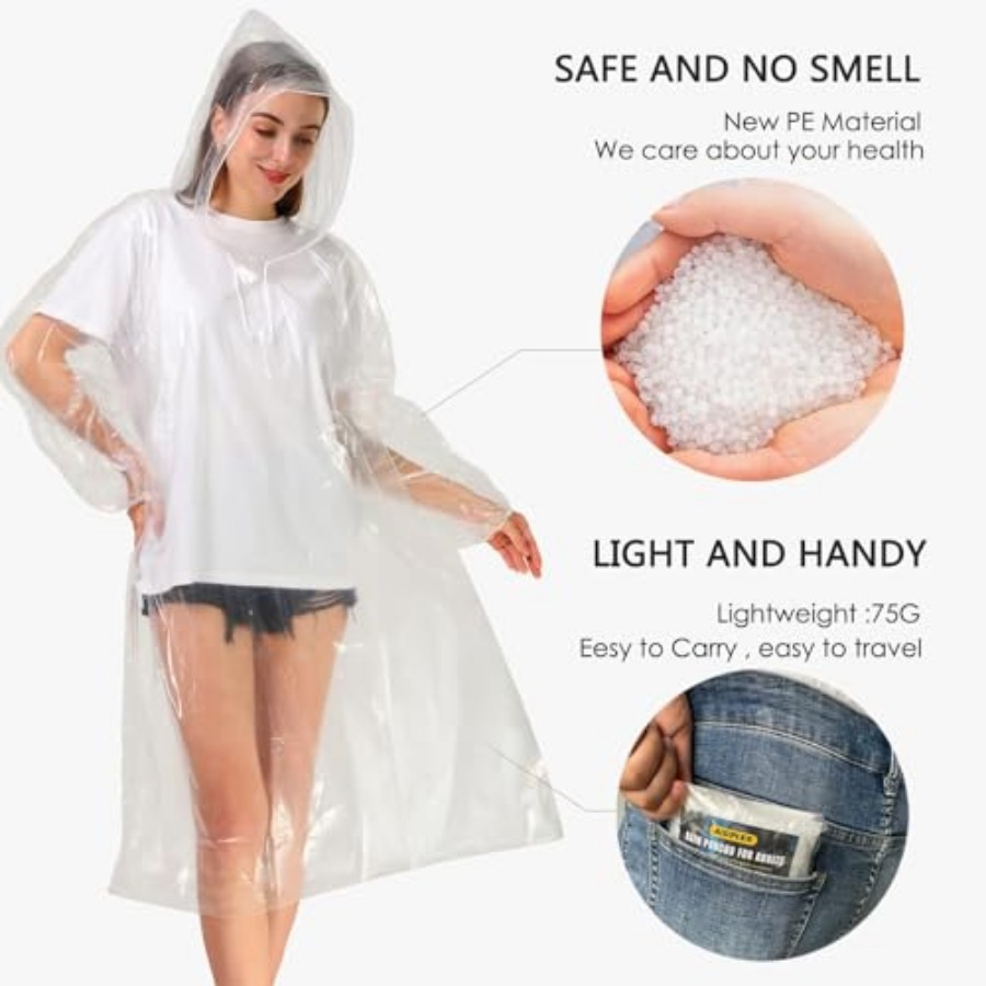 Disposable Rain Ponchos for Ad - Emergency Poncho Rain บทวิจารณ์และราคา