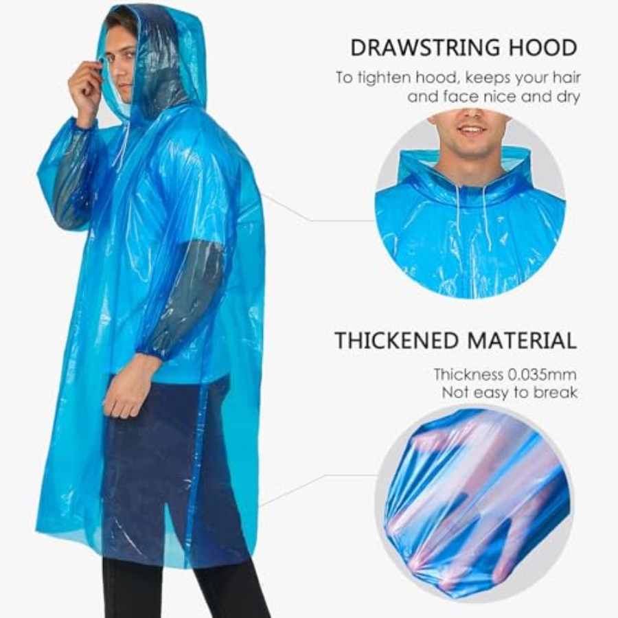 Disposable Rain Ponchos for Ad - Emergency Poncho Rain บทวิจารณ์และราคา