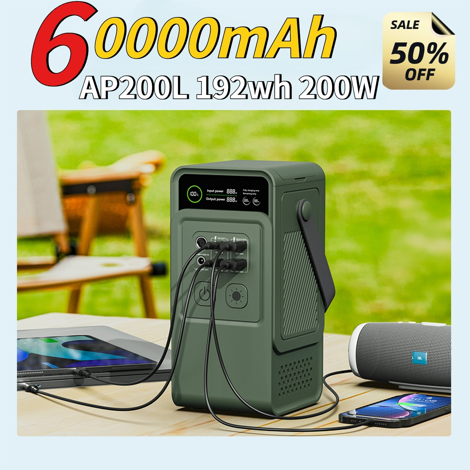 60000mAh 200W 192Wh Camping Po - Solar Emergency Charger บทวิจารณ์และราคา