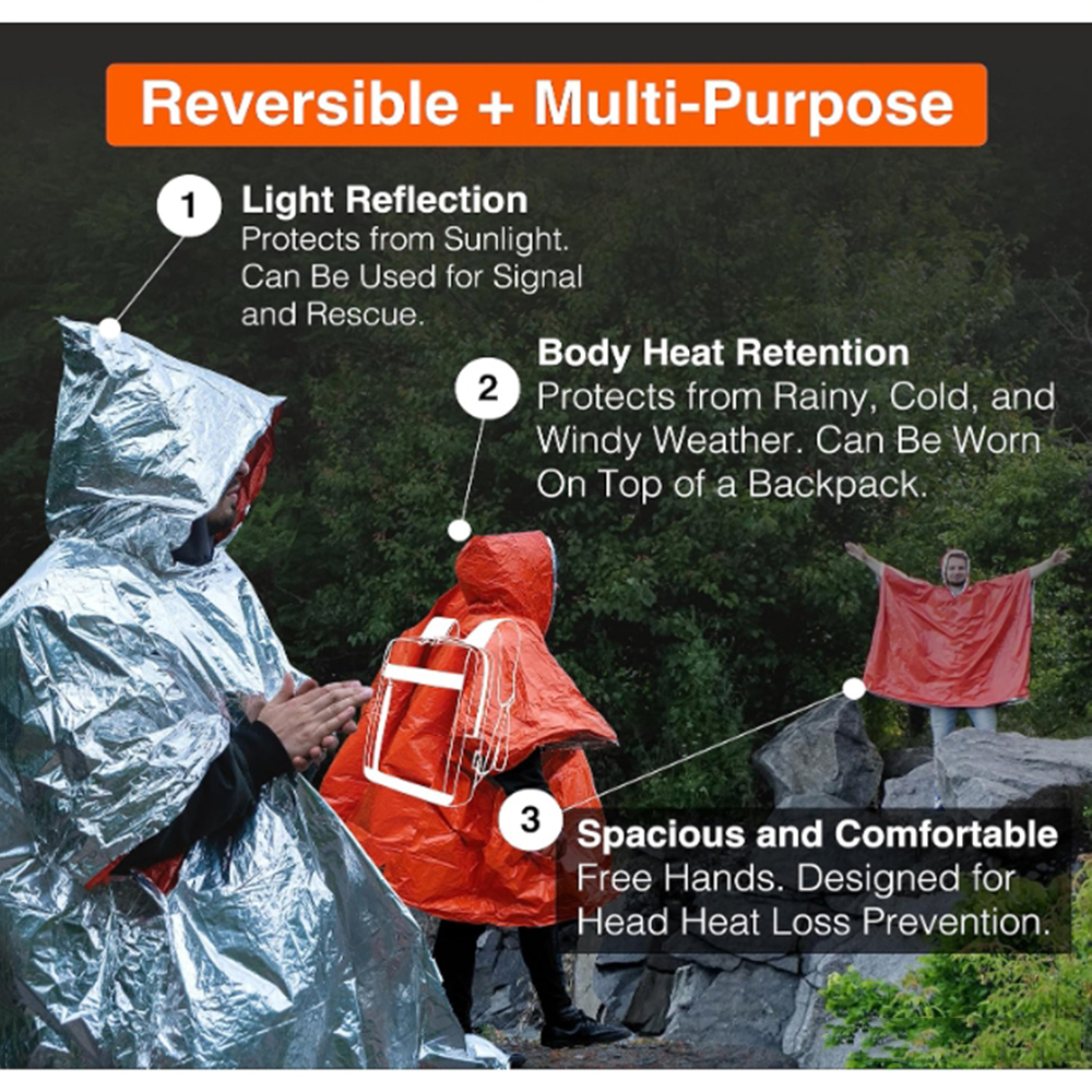 Portable Outdoor Emergency Rai - Emergency Poncho Rain บทวิจารณ์และราคา