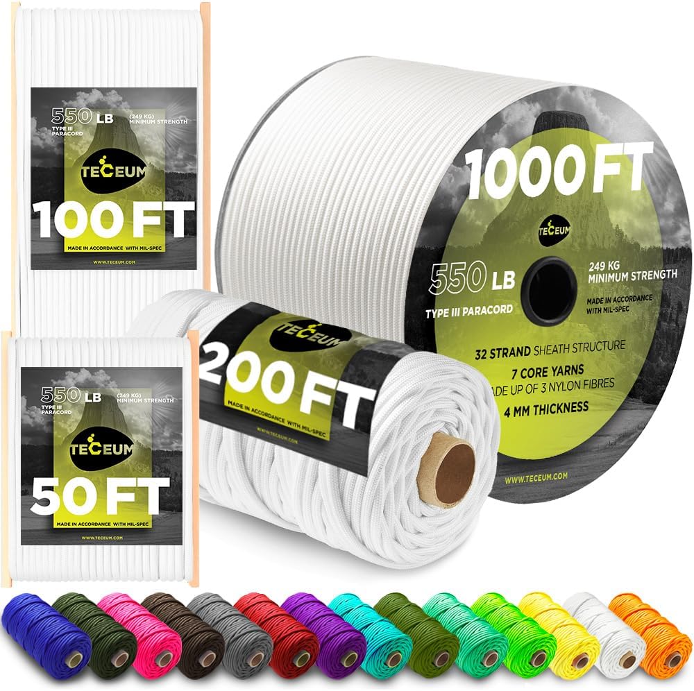 Paracord Type III 550 White 10 - Para Cord 1000Ft บทวิจารณ์และราคา