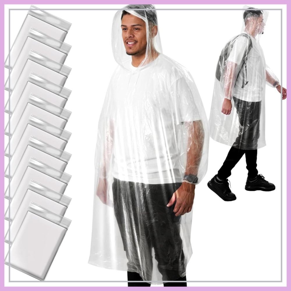 Disposable Rain Poncho for Adu - Emergency Poncho Rain บทวิจารณ์และราคา