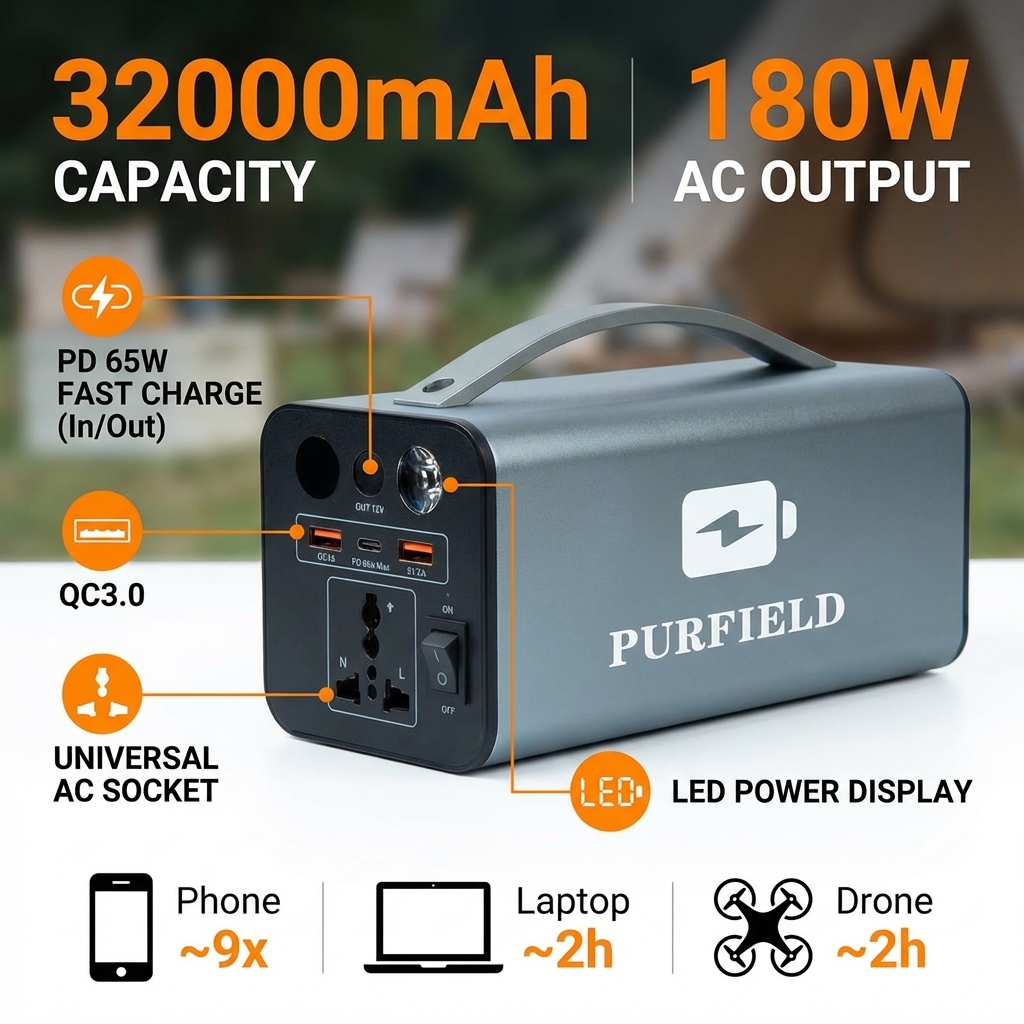 180W Outdoor Power Station 320 - Solar Emergency Charger บทวิจารณ์และราคา