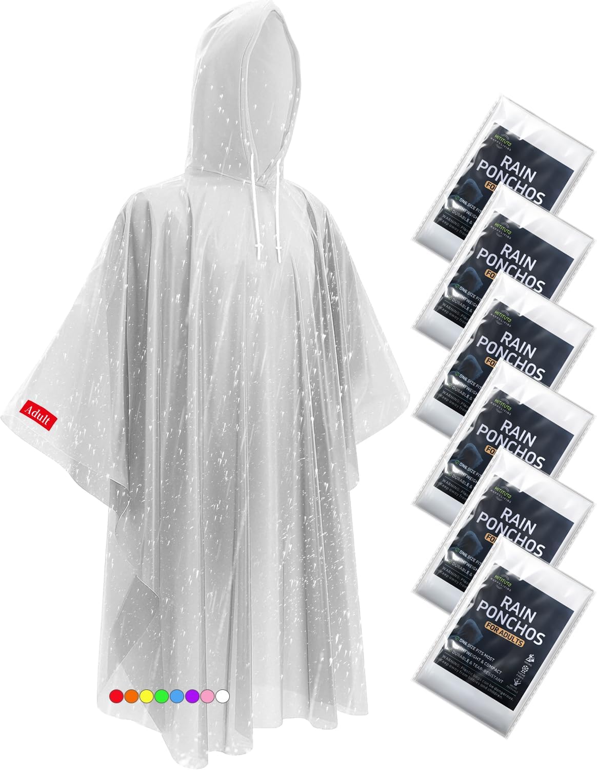 Extra Long Rain Ponchos for Ad - Emergency Poncho Rain บทวิจารณ์และราคา