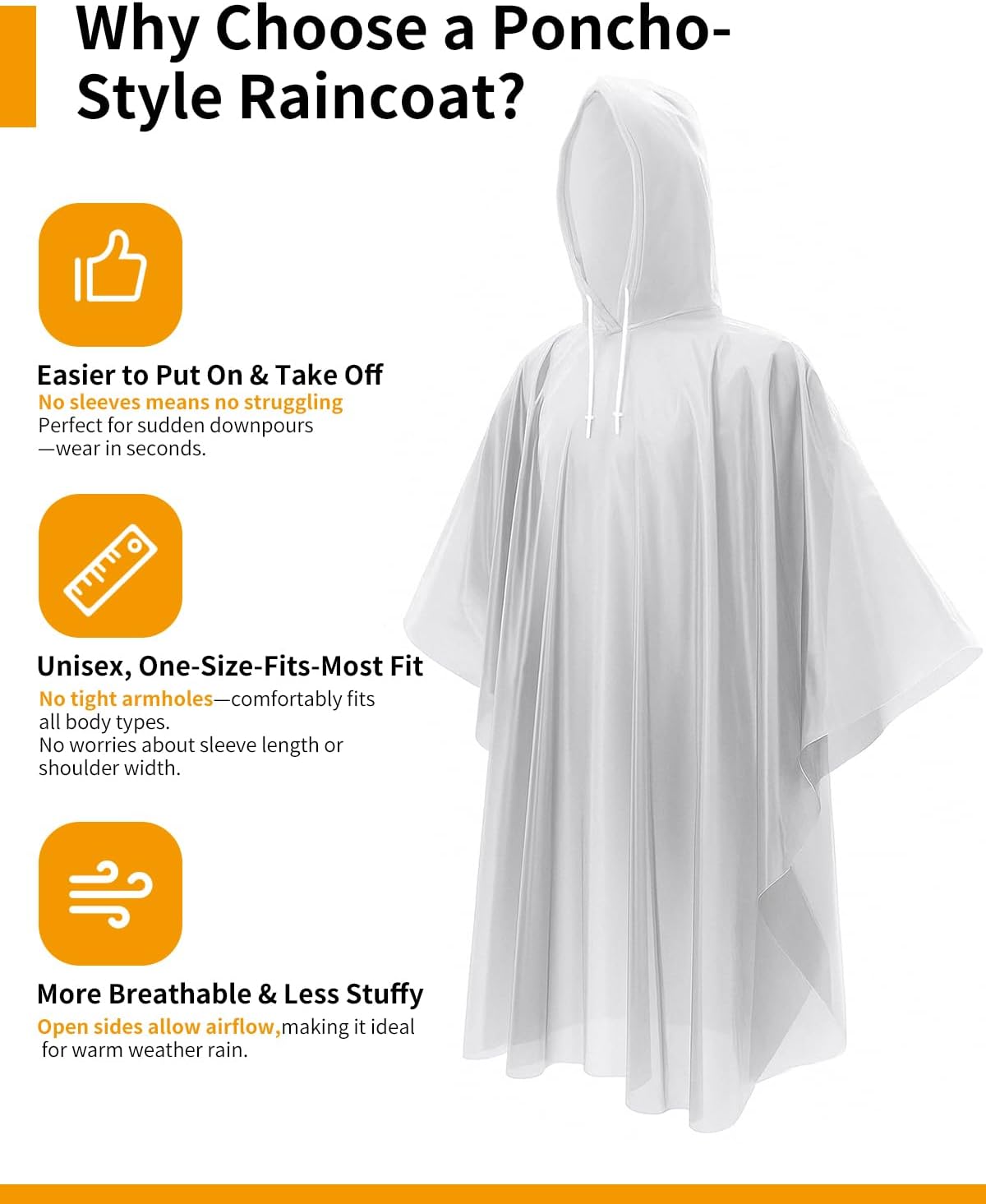 Extra Long Rain Ponchos for Ad - Emergency Poncho Rain บทวิจารณ์และราคา