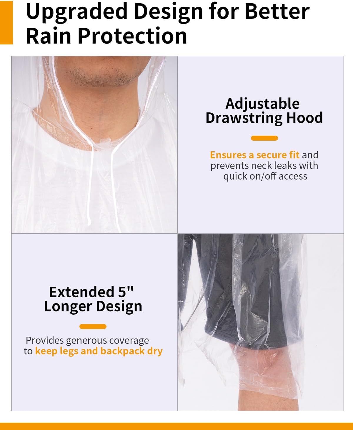 Extra Long Rain Ponchos for Ad - Emergency Poncho Rain บทวิจารณ์และราคา