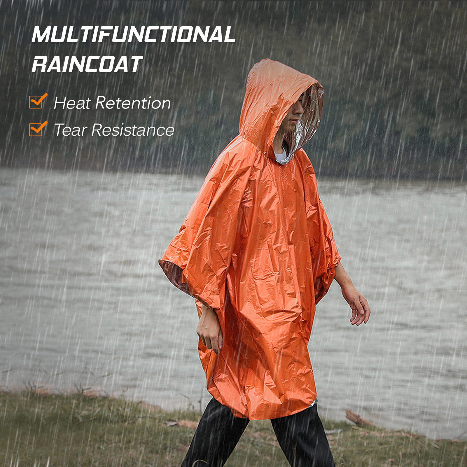 Emergency Rain Poncho Thermal  - Emergency Poncho Rain บทวิจารณ์และราคา