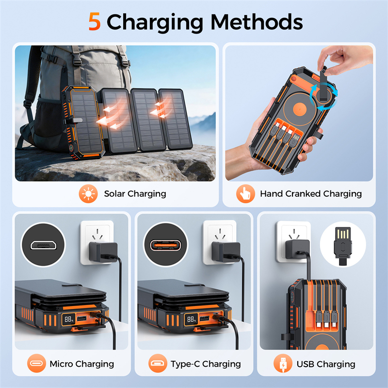 20000mAh Hand Crank Solar Powe - Solar Emergency Charger บทวิจารณ์และราคา