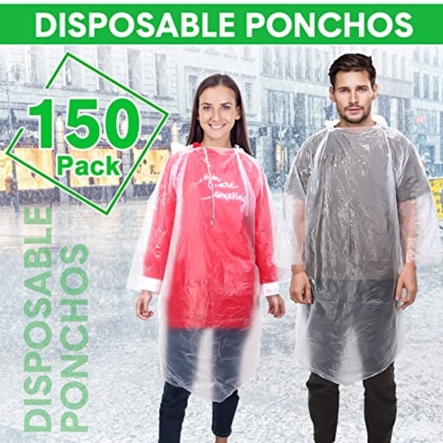 150 Pcs Disposable Rain Poncho - Emergency Poncho Rain บทวิจารณ์และราคา
