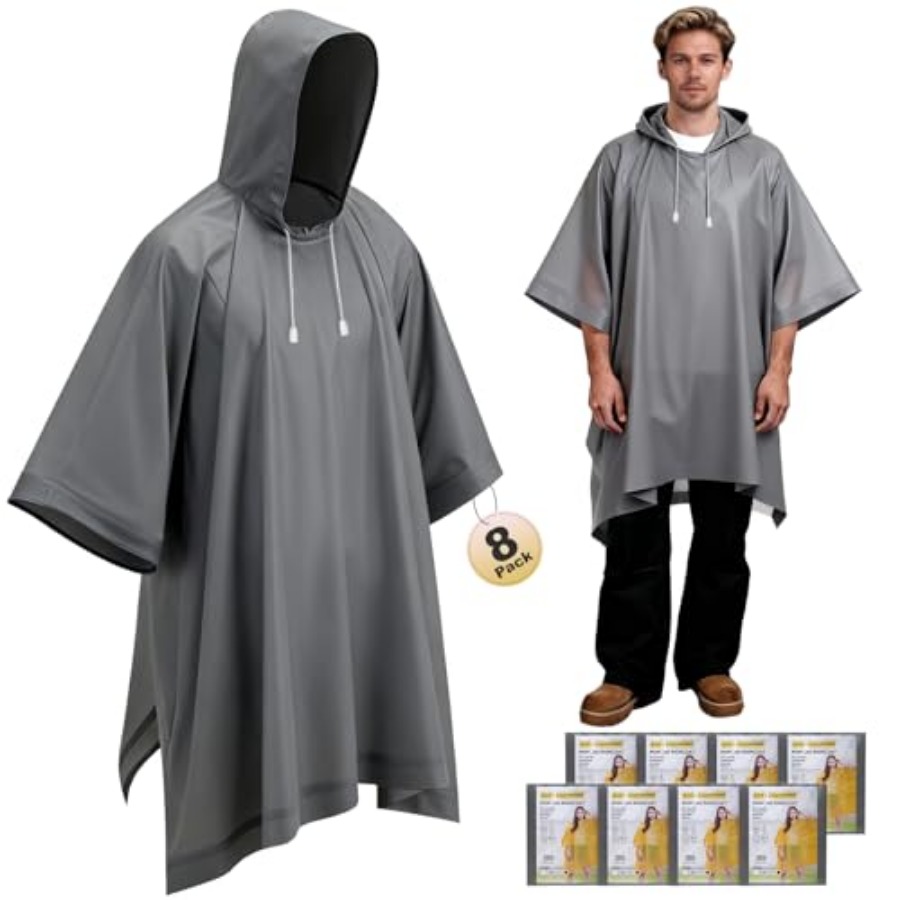 8 Pack Hooded Rain Ponchos for - Emergency Poncho Rain บทวิจารณ์และราคา