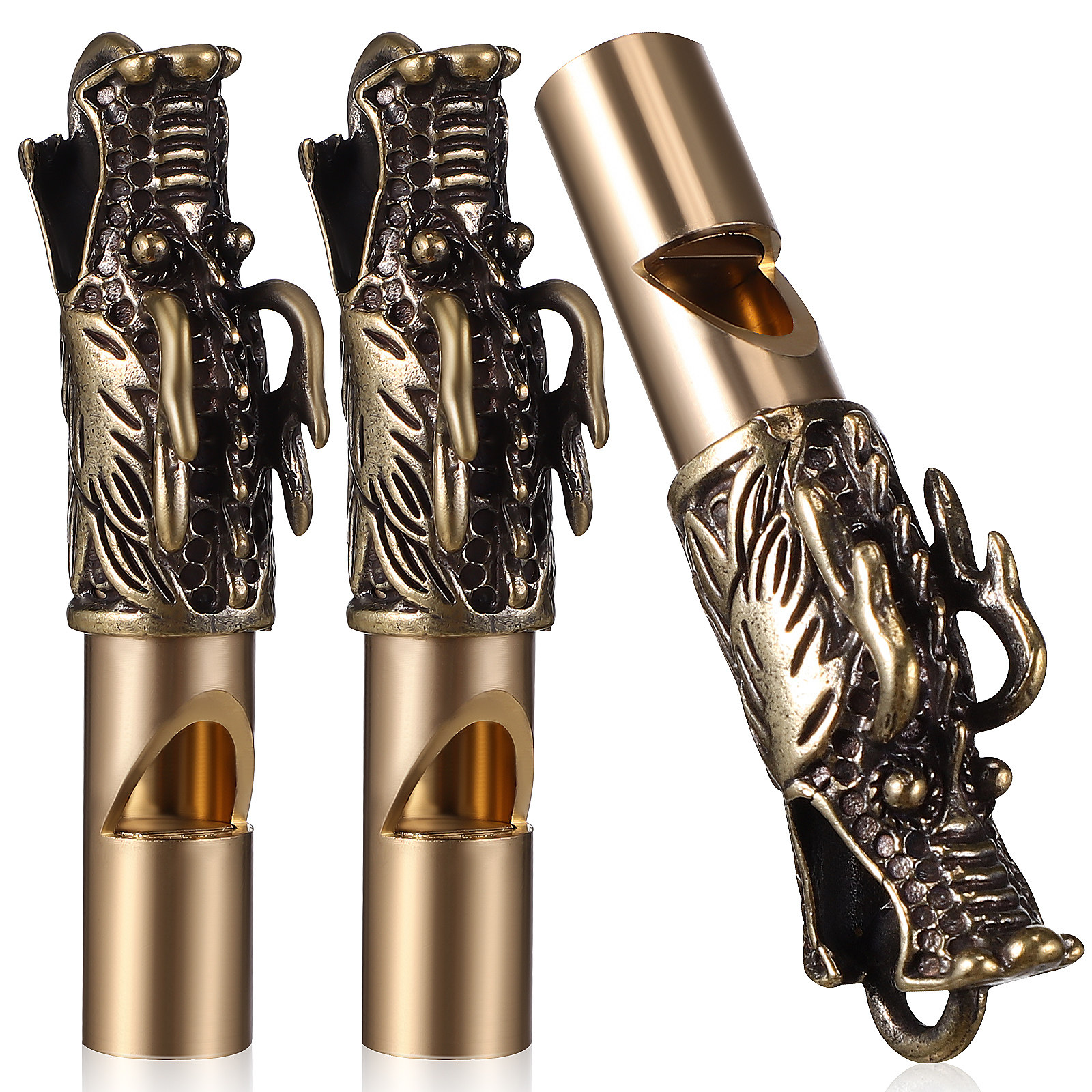 3Pcs Dragon Whistles Brass Vin - Emergency Whistle Loud บทวิจารณ์และราคา