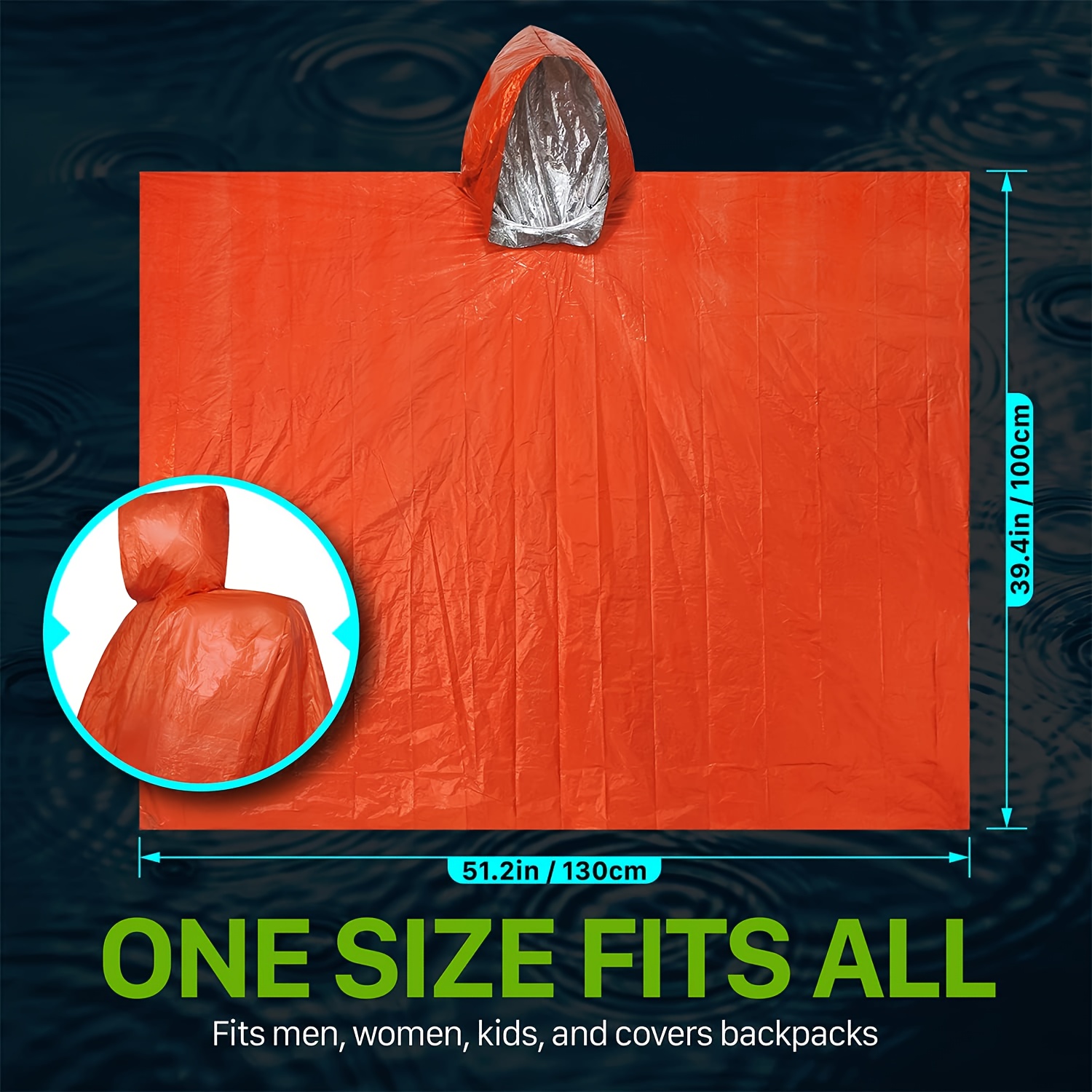 Emergency Survival Rain Poncho - Survival Blanket Reflective บทวิจารณ์และราคา