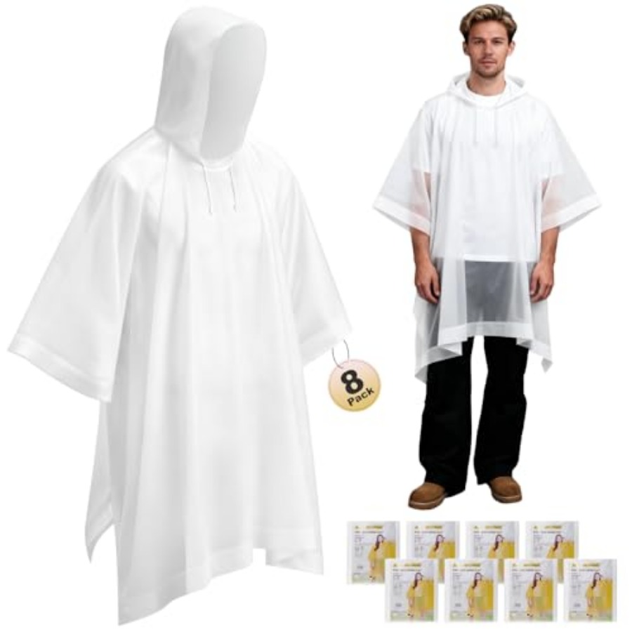 8 Pack Hooded Rain Ponchos for - Emergency Poncho Rain บทวิจารณ์และราคา