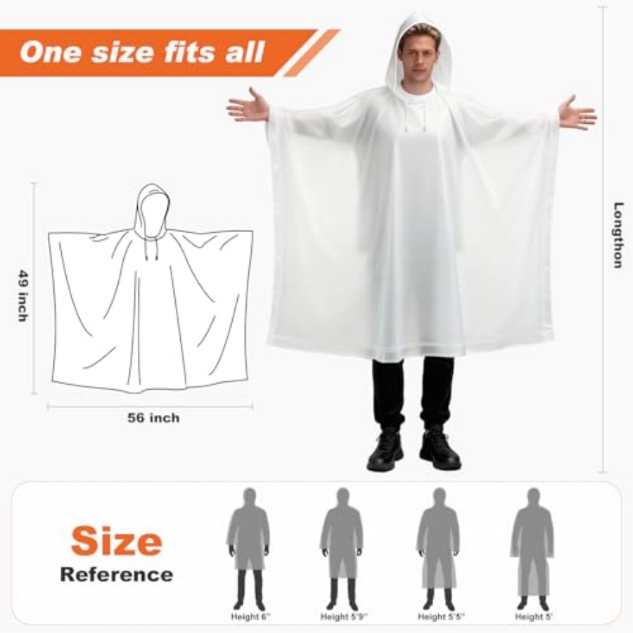 8 Pack Hooded Rain Ponchos for - Emergency Poncho Rain บทวิจารณ์และราคา