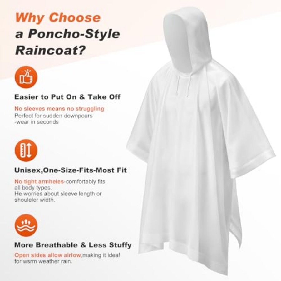 8 Pack Hooded Rain Ponchos for - Emergency Poncho Rain บทวิจารณ์และราคา