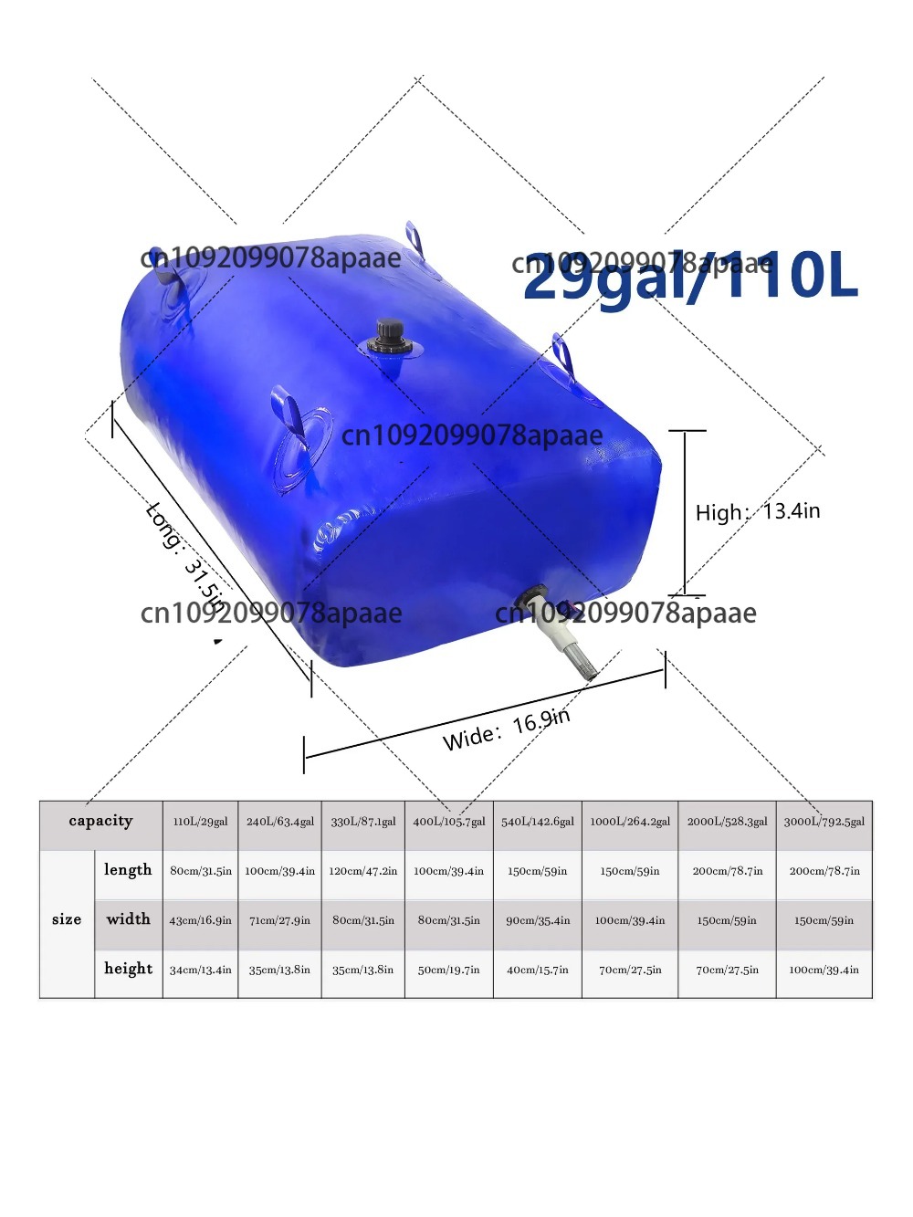 110L PVC Water Storage Bag, Po - Water Bag Collapsible บทวิจารณ์และราคา